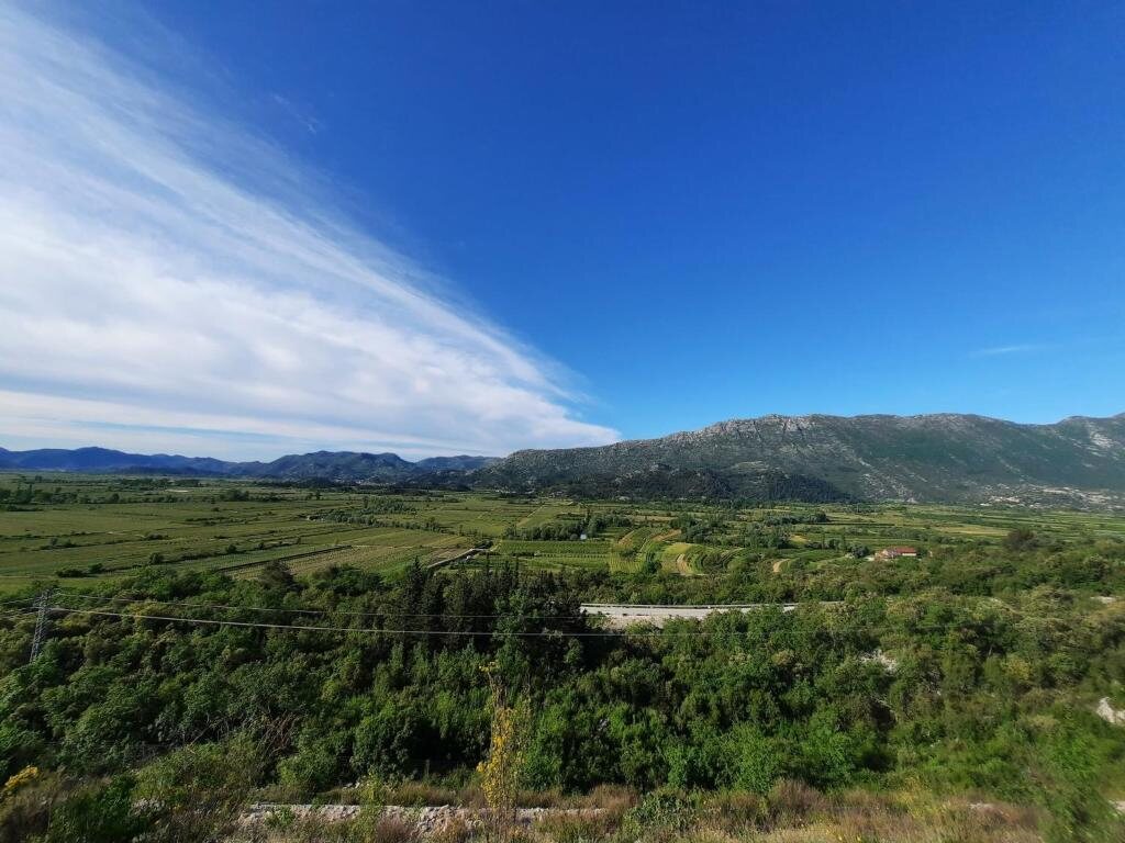 Zeleno Vrgorsko polje s obradivim parcelama pod vedrim nebom